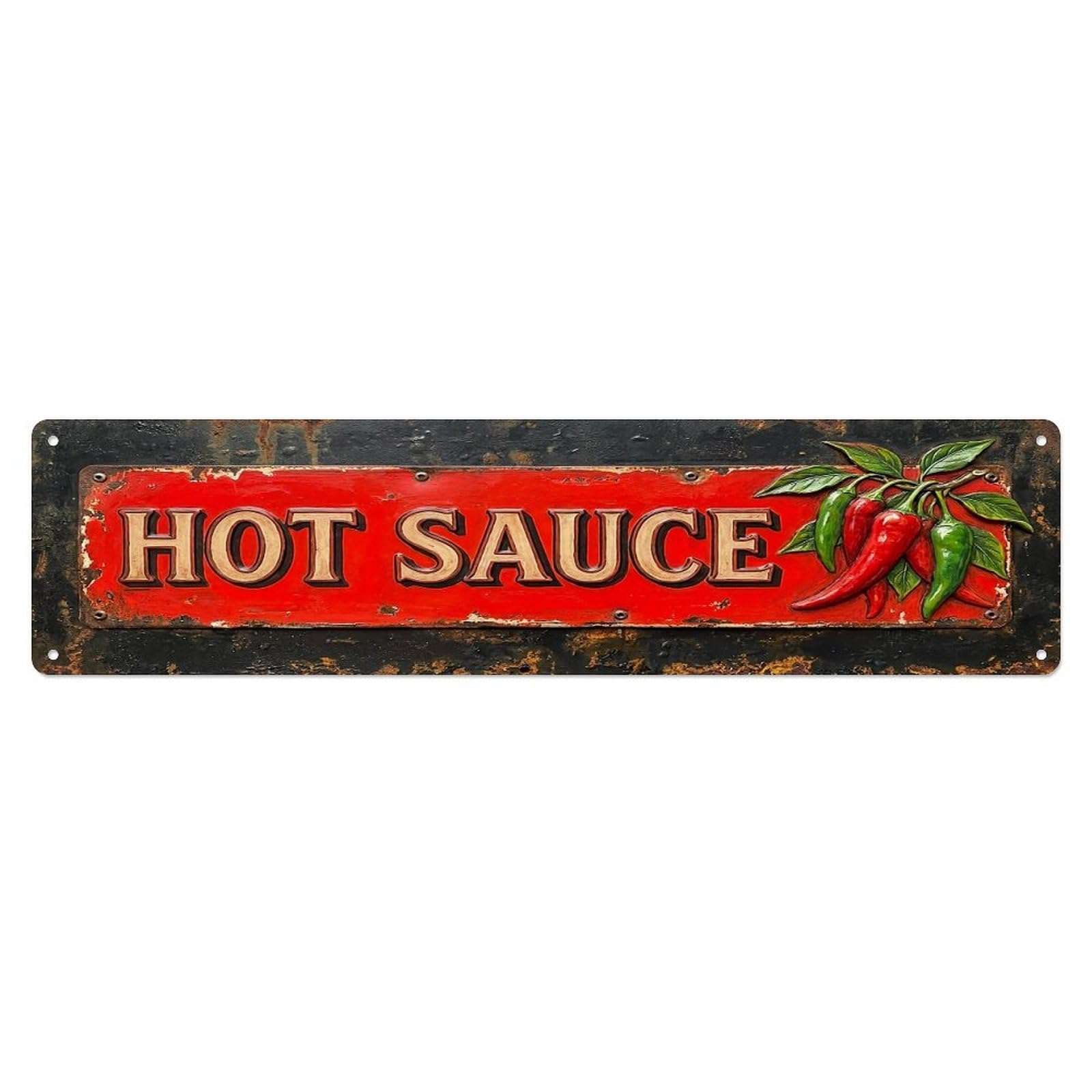 Vintage Hot Sauce Fiery Farmhouse Metal Tin Sign
