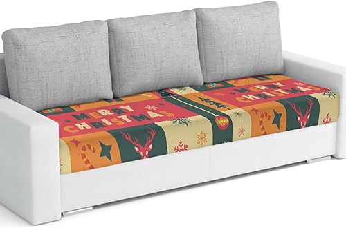 Fundas de cojín para sofá de Navidad, funda elástica para sofá con parte inferior elástica, color naranja, verde azulado, rojo, a cuadros, árbol de