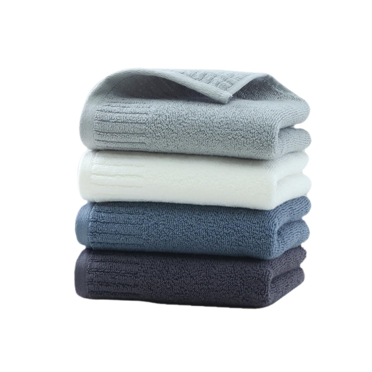 Serviettes de toilette pur coton gris WOONEKY | Lot de 4 pièces épaisses pour le visage