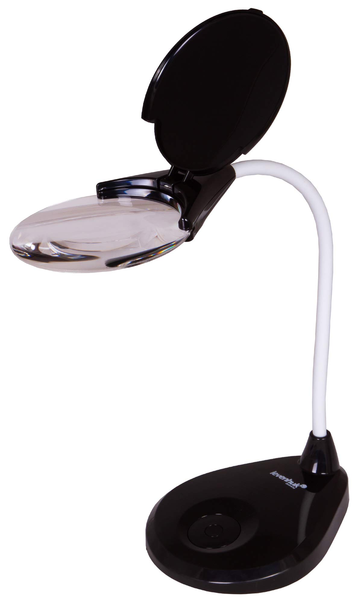 Lupa de Sobremesa Levenhuk Zeno Lamp ZL7 LED con Iluminación, Ampliación de 2X, Lente de 125 mm, Cubierta Protectora y Brazo Flexible para Trabajar de Cerca, Color Negro