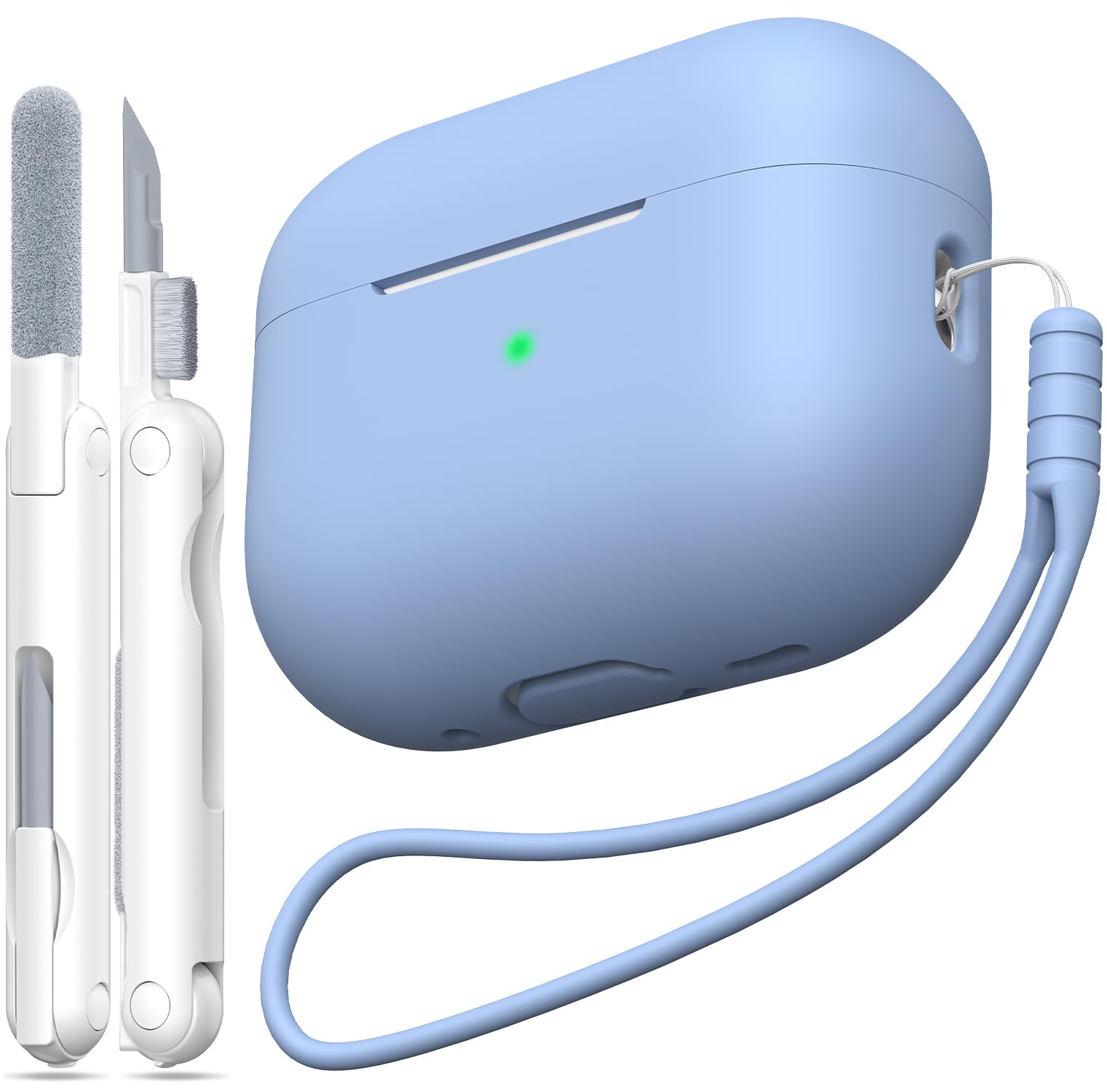 MHYALUDO Funda para AirPods Pro de 2ª generación, Funda para AirPods Pro de Silicona Suave anticaída de Grado Militar Que Absorbe los Golpes, Tacto de Piel con Llavero y Kit de Limpieza,Negro — view 42
