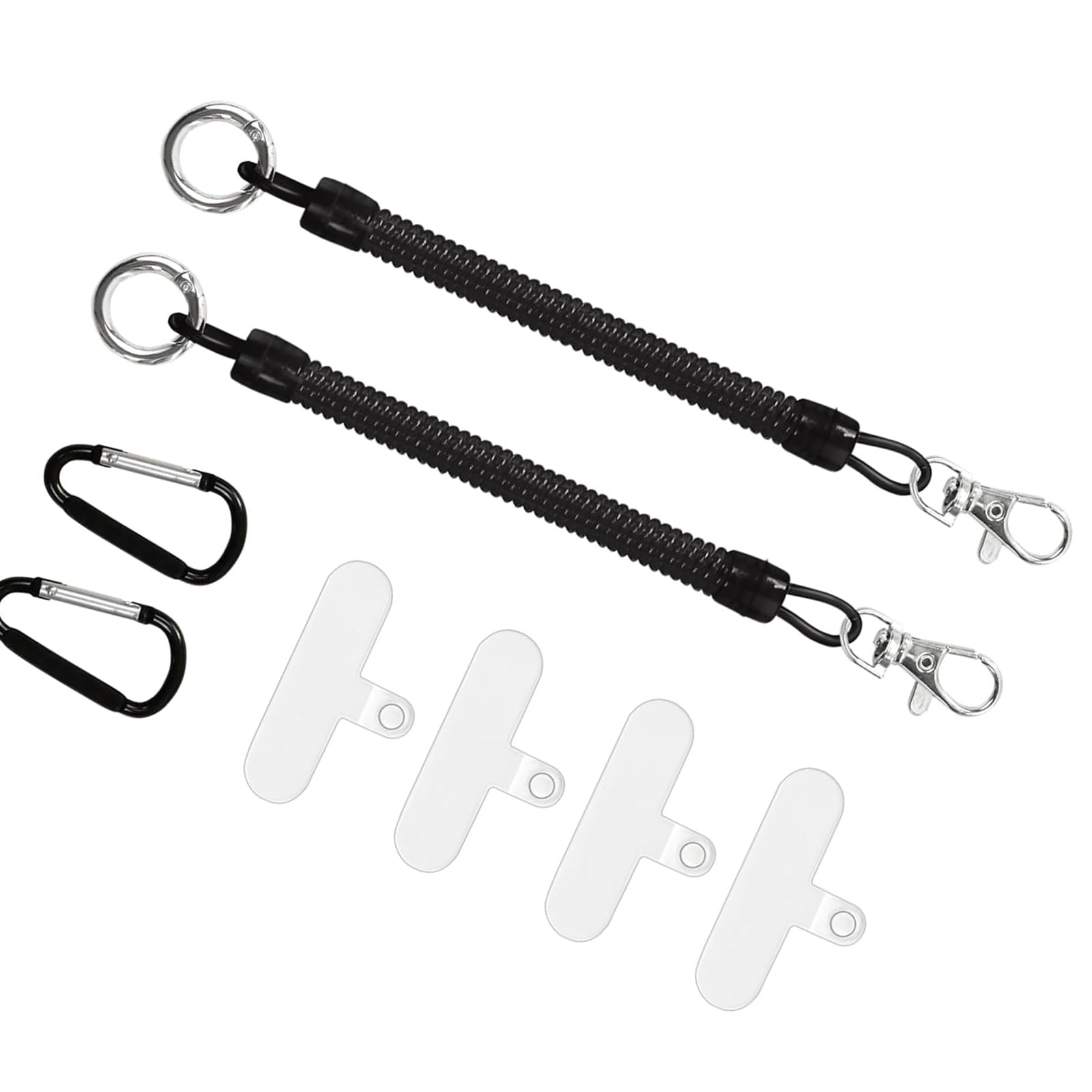 Kalttoy Phone Lanyard Tethers with Patches Carabiner Stretchy Strap for Outdoor Skiing Cycling Retractable Anti Lost Tethers Anti Phone Lanyard with Detachable Carabiner