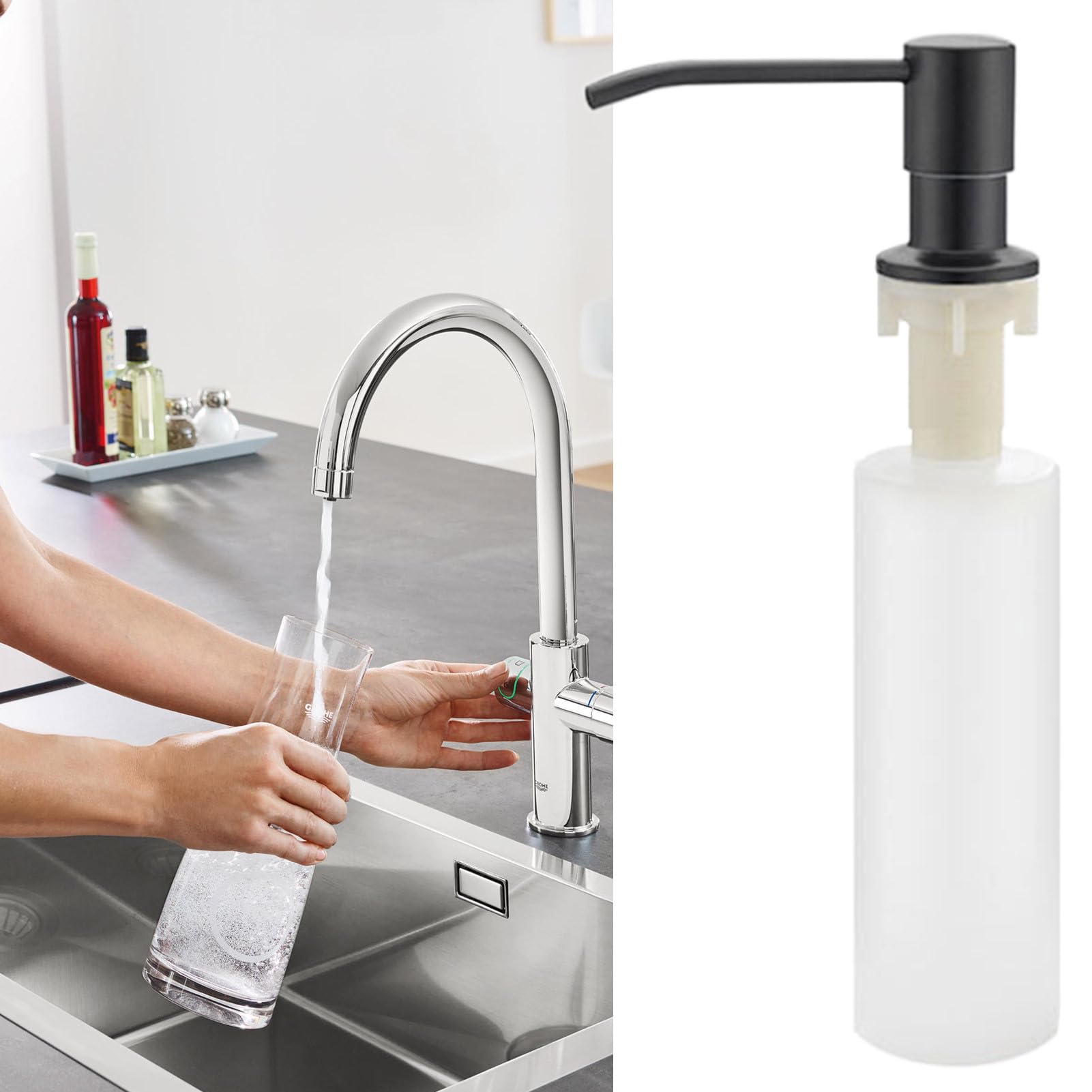 Dispenser Di Sapone Per Lavello Cucina Tubo Estensione Pompa Schiuma | Distributore sapone da incasso per lavello Porta detersivo decorativo, piano cucina, bagno, lozione mani
