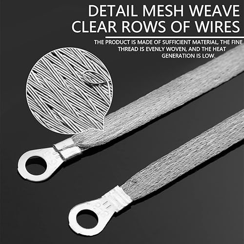 Miniatura 4 de zipelo Correa universal de tierra automotriz, 6 piezas de 12 pulgadas, correa de cable de tierra de motor de vehículo, correa de cobre estañado