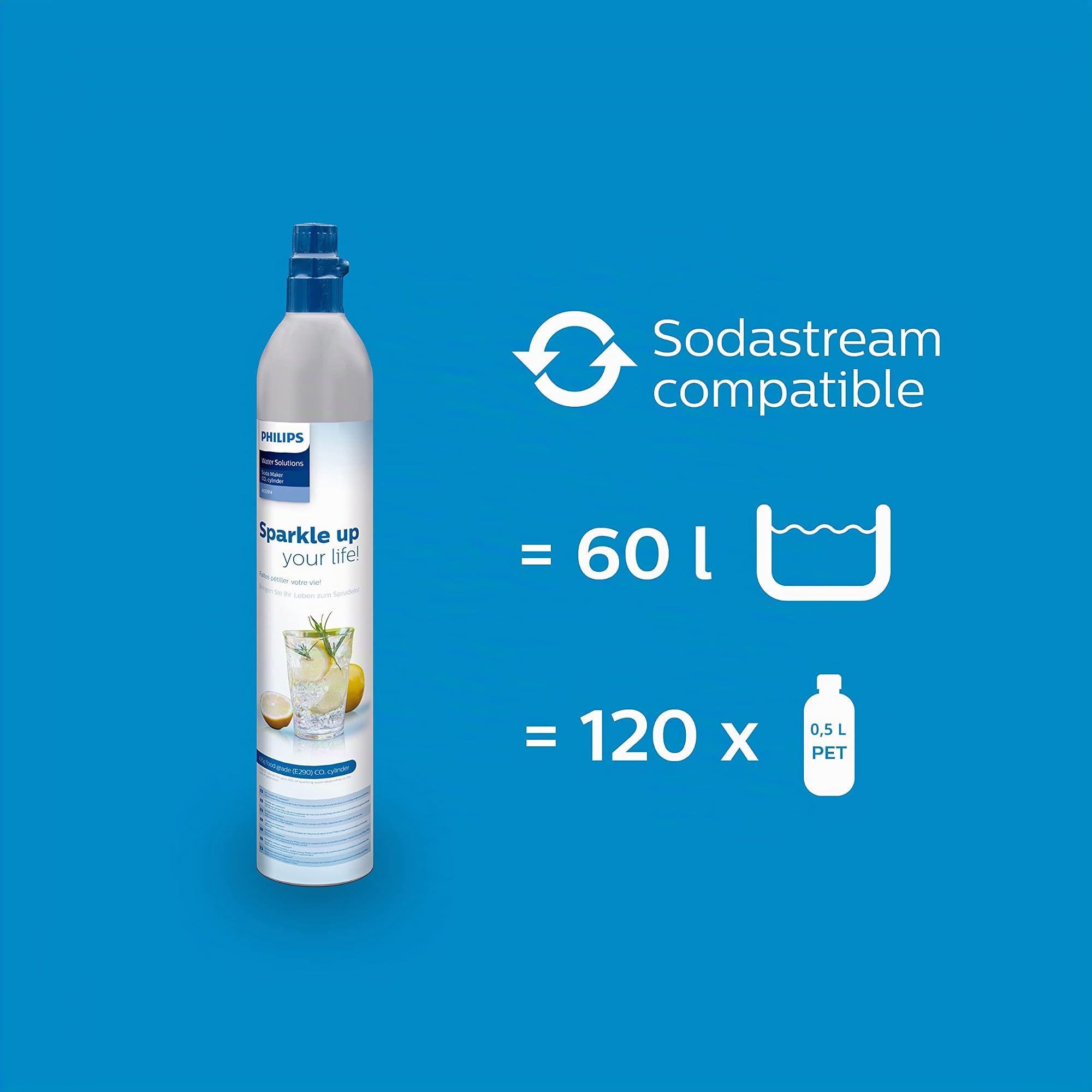 Philips Water ADD4902BK / 10 GoZero Máquina de agua con gas, plástico, 1 litro, negro + GoZero Sparkling Water Maker Bottle Botella para Sifón, 1 Liter, plástico, Transparente