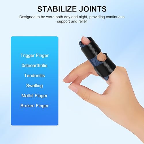 Miniatura 5 de supregear Soporte de férula para dedos para niños, paquete de 2 soportes ajustables para enderezar los dedos, férula para dedos meñique para