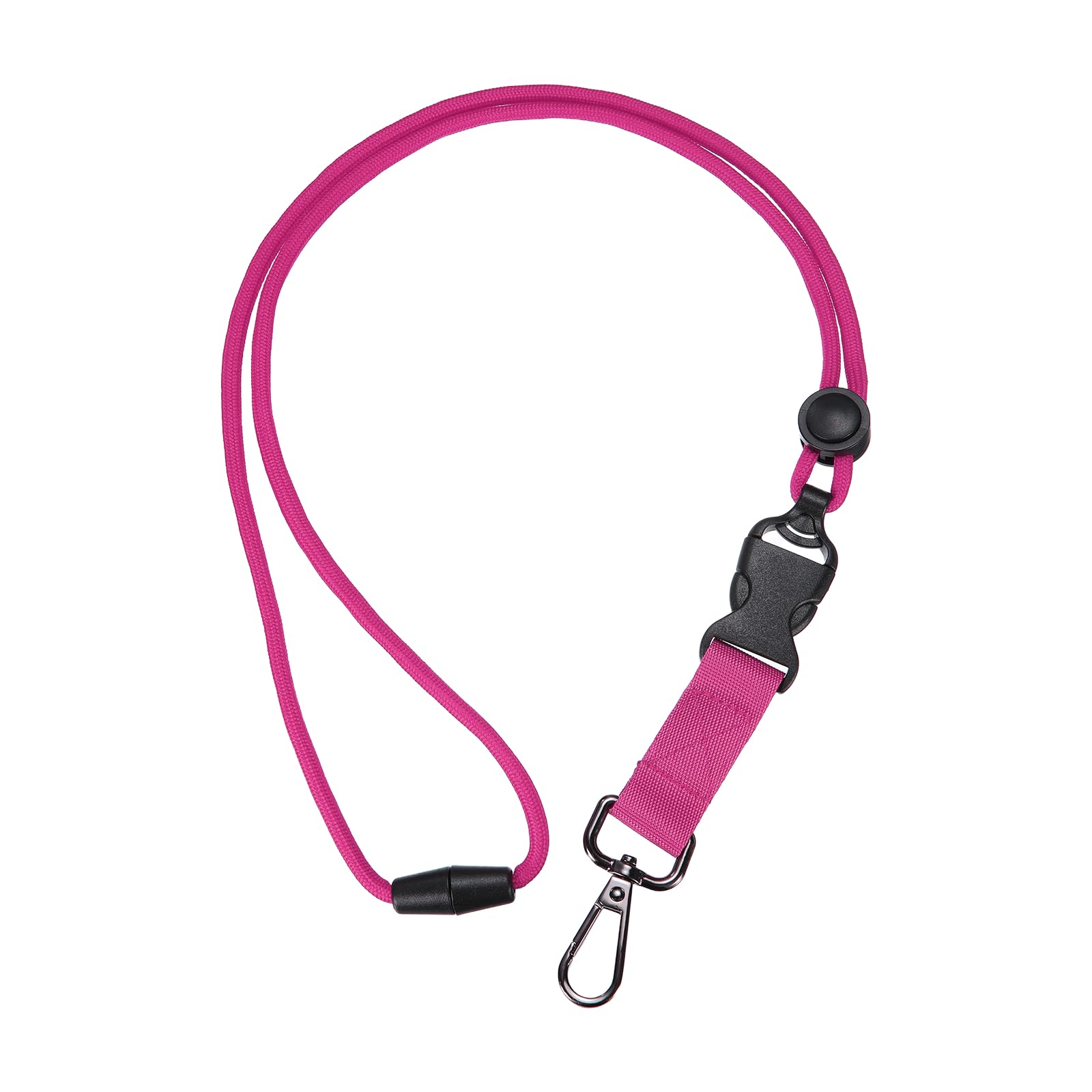 PATIKIL Breakaway Lanyard for ID Badges, Heavy Duty Neck Key Lanyard with Safety Adjustable Buckle and Metal Clip Detachable Round Cord Keychain for Card Key Badge, Pink
