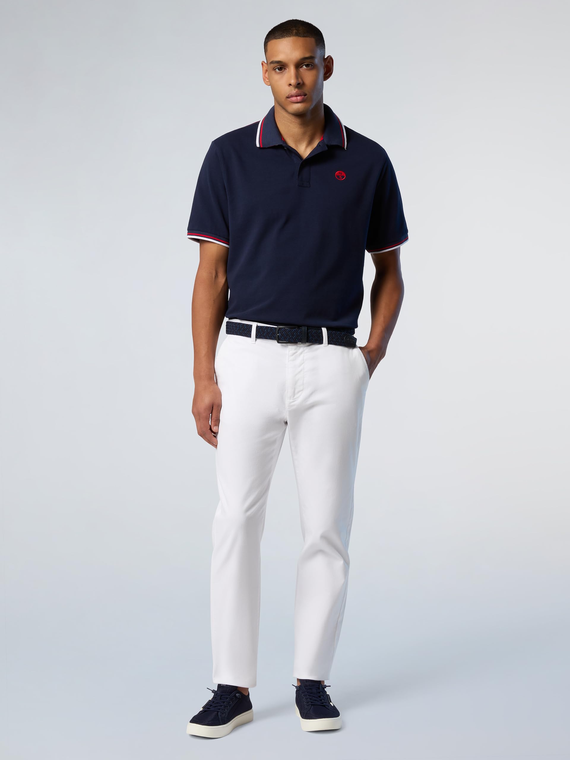 NORTH SAILS Polo Uomo in piqué di Cotone Organico con Dettagli a Righe