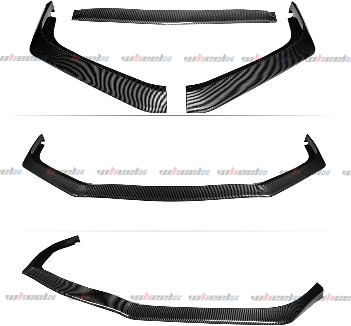 3Pcs Front Bumper Lip Compatible with 2013-2015 Honda Civic, JDM CS Style Air Dam Lower Chin Spoiler Splitter Fit for 13-15 Sedan, Protection Body Kit (Carbon Fiber Pattern)