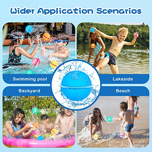 Wasserbomben Wiederverwendbar, Reusable Wasserballons mit Netzbeutel, Selbstdichtende Silikon Wasserbombe, Sommerspaß-Wasserspielzeug Pool Spielzeug für Party, Wasserpark, Familienspiel(12 Stück)