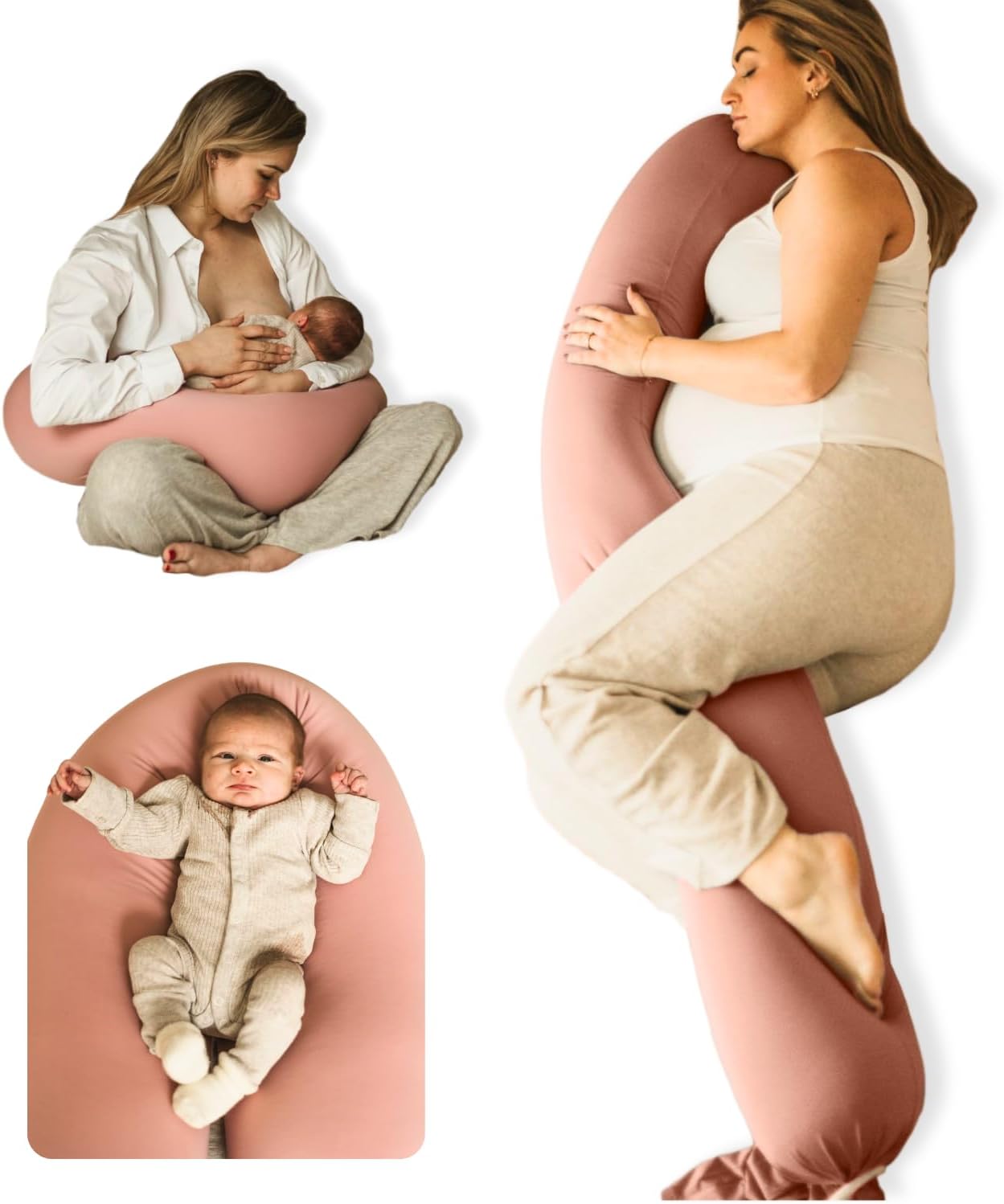 Cuddobaby Pregnancy Pillow 5-in-1 【Cooling Cover, Adjustable Firmness】 Patented Lock Design, Turn into O-Shape Nursing Pillow, 5-Point Full Body Support, Maternity Pillow with Travel Bag – Pink Cuddobaby Pregnancy Pillow 5-in-1 【Cooling Cover, Adjustable Firmness】 Patented Lock Design, Turn into O-Shape Nursing Pillow, 5-Point Full Body Support, Maternity Pillow with Travel Bag – Pink