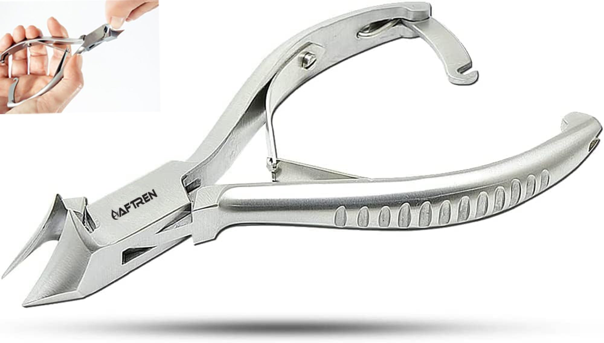 AFTREN 14cm Thick Ingrown Toenail Nippers Professional Nail Clippers Nail Clippers J2 Stainless Steel Pedicure Tools (Silver, 5.5 Inch)