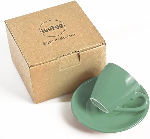 Miniatura 10 de ionEgg Taza espresso de porcelana con platillo, taza de café expreso, 2.7fl oz2.7 onzas, verde