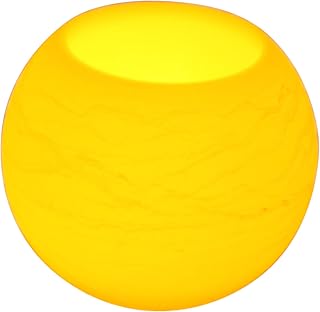 EcoGecko 6 Inch Round Wax Sphere LED Flameless Candle with 5 Hour Timer, AA Batteries, Super Long Battery Life