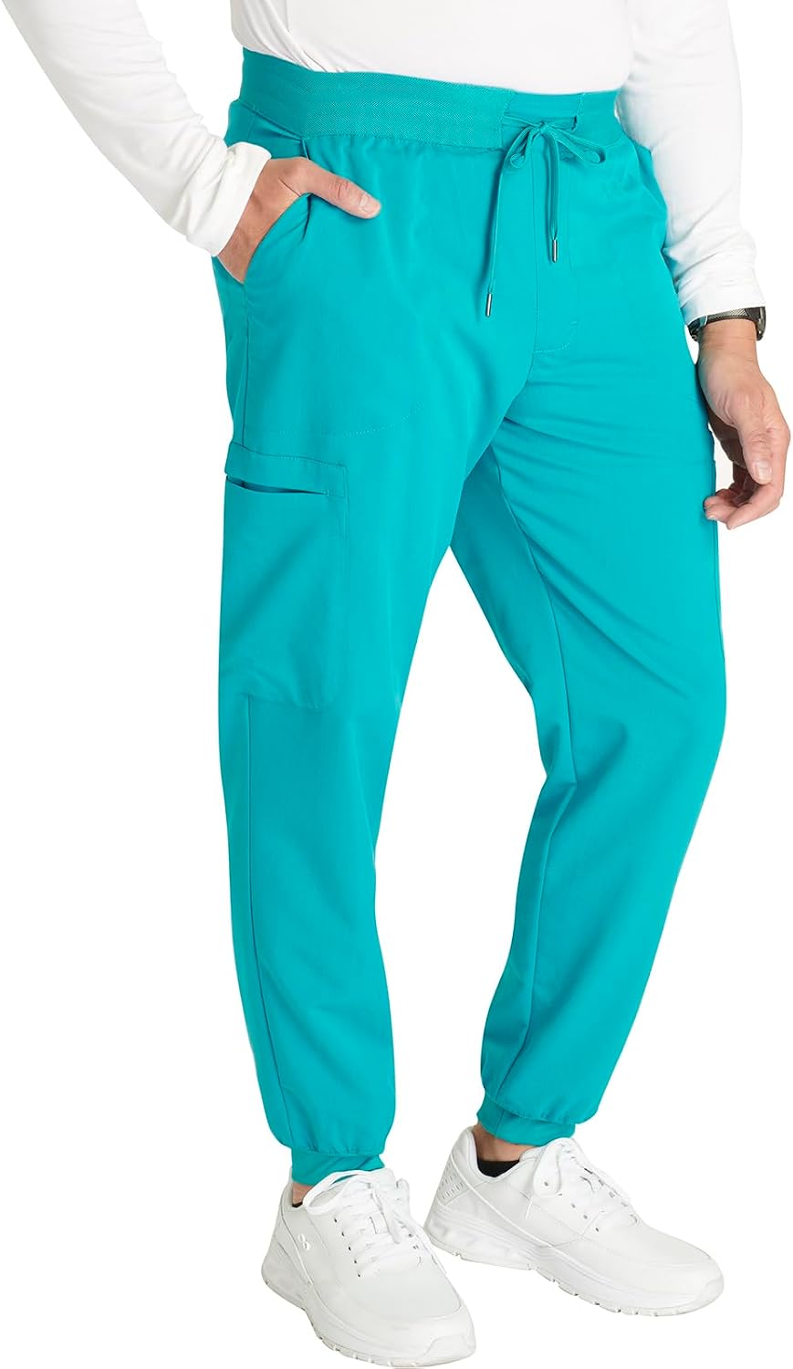 Cherokee Men's Mid Rise Jogger Scrub Pants with 5 Pockets and Elastic Waistband CK132A