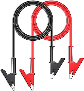 Gebildet Alligator Clips Electrical Test Leads Set, 15A Jumper Wires Heavy Duty with Protective Copper Clips, Premium PVC Silicone Cables for Electrical Testing, Experiment, 2 Colors 100cm Length