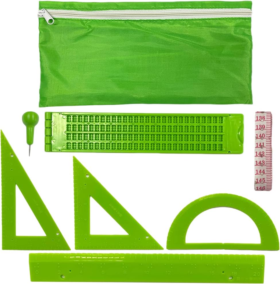 Protractor, Ruler, Square(30°/60°), Soft Tape, Braille
