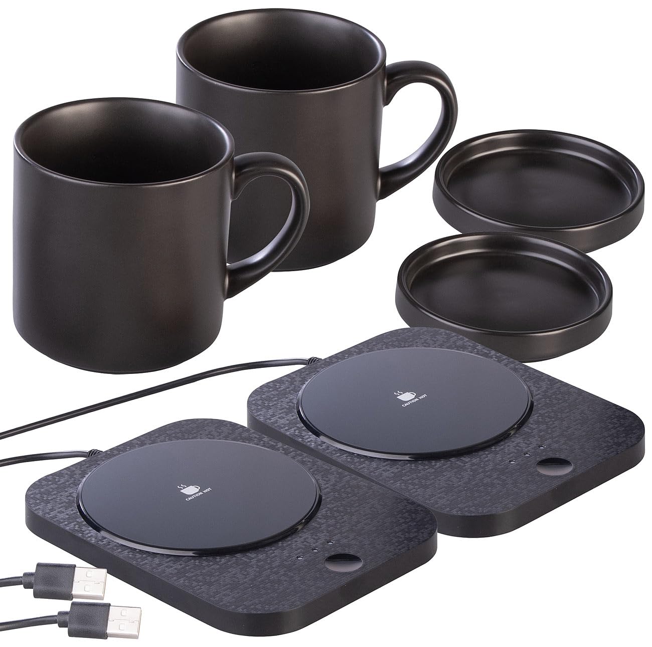 PEARL scalda tazze tazza: scaldacaffe USB 2in1 con stazione di ricarica compatibile Qi, con 15 watt, fino a 55 °C (scaldacaffè usb tazze, scalda da tavolo, 6s)
