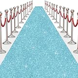 Glitter Carpet Runner for Party 2.6 X 30 ft Glitter Non-Woven Fabric, Carpet Rug for Event, Aisle Runway Runner for Wedding Ceremony, Movie Theme Party Decorations (Glitter Blue, 2.6FTx30FT)