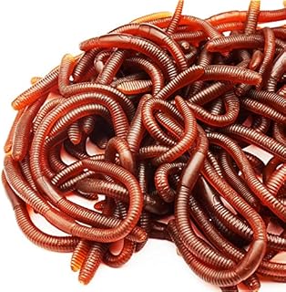 Cotiny 60 Pieces Fake Earthworm Faux Trick Toy Plastic Soft Stretchy Realistic Earthworms Simulated Fishing Lures Baits for Halloween Decoration