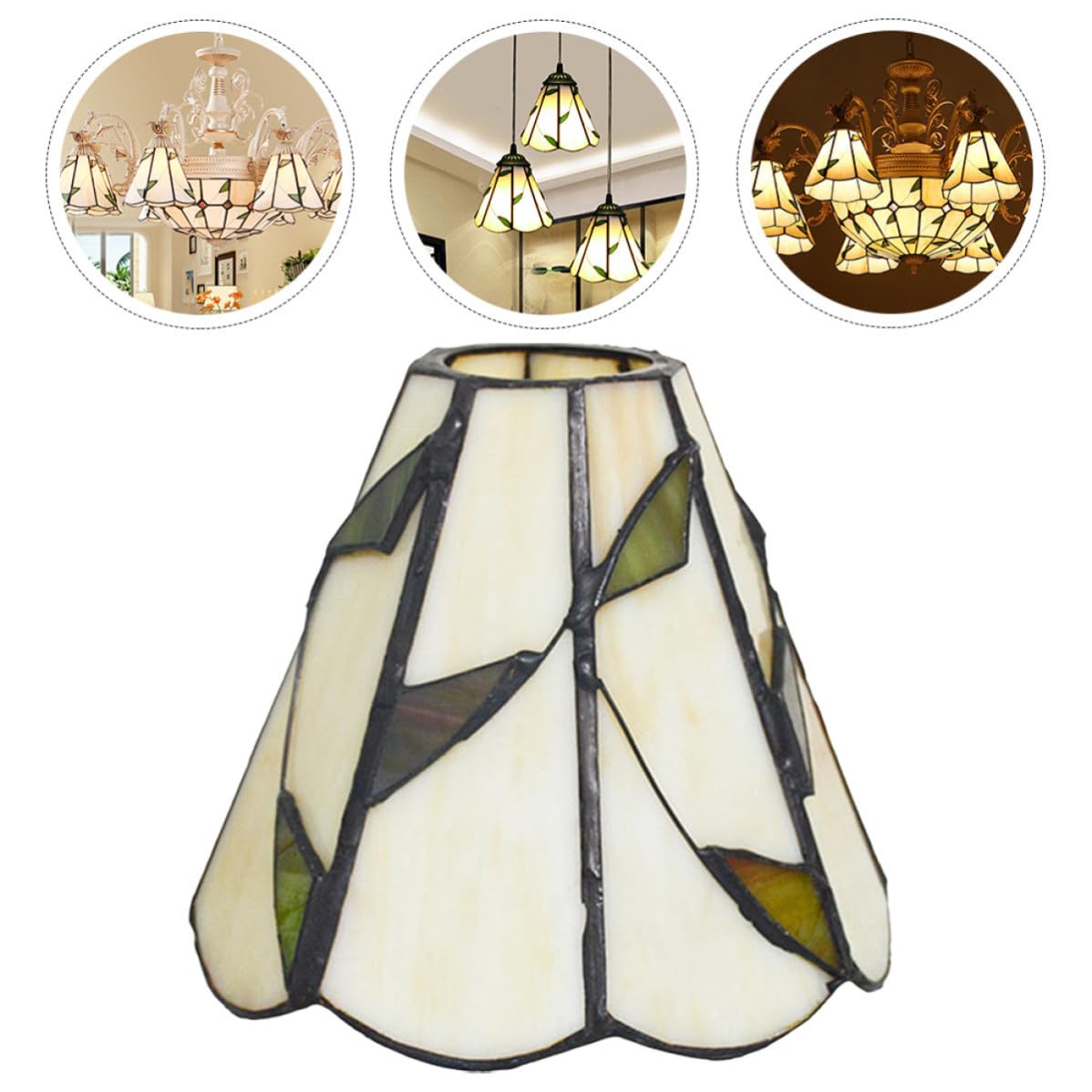 Beavorty Paralume in Vetro Bianco per Lampadario a Soffitto Foro Centrale 4,2 Cm, Design Romantico e Delicato, per Decorazione Casa e Protezione