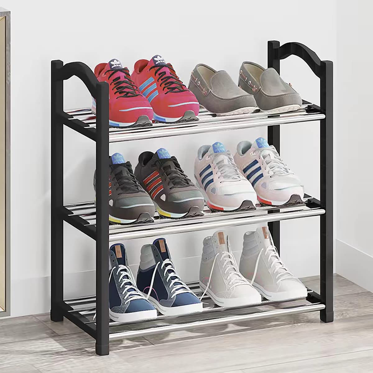 NIAWECAN Petite Étagère à Chaussures 3 Niveaux - Rangement Étroit Entrée Placard Couloir
