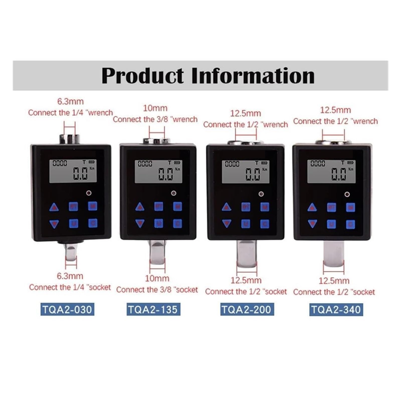Drehmomentschlüssel Digital, Digitaler Drehmomentmesser 0,3–340 Nm, einstellbarer Drehmomentmesser-Adapter, professioneller elektronischer Drehmomentschlüssel, Inspektions- und Reparaturwerkzeuge,Ele