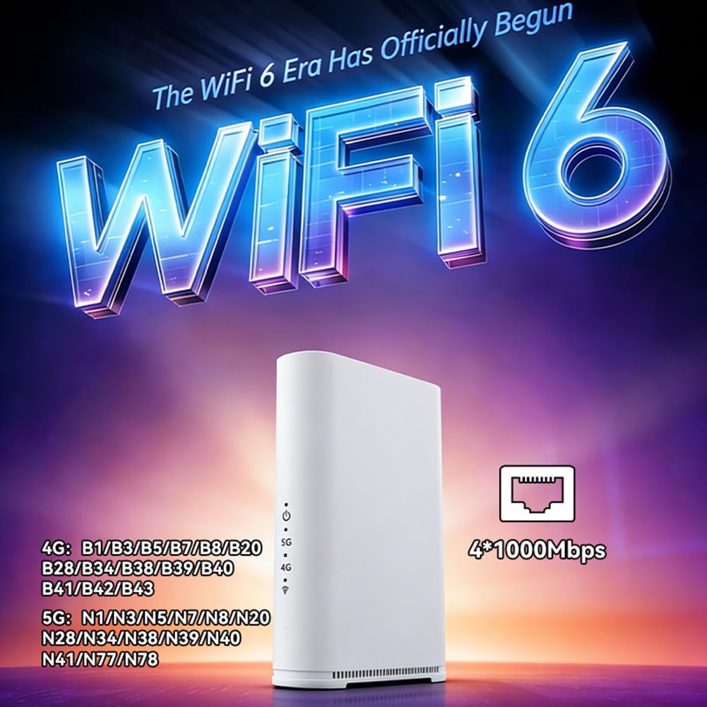 Router Gigabit Wireless WiFi 6 5G con Slot SIM Router Wireless Mobile WiFi6 LTE B42 B43 Band Antenne Interne