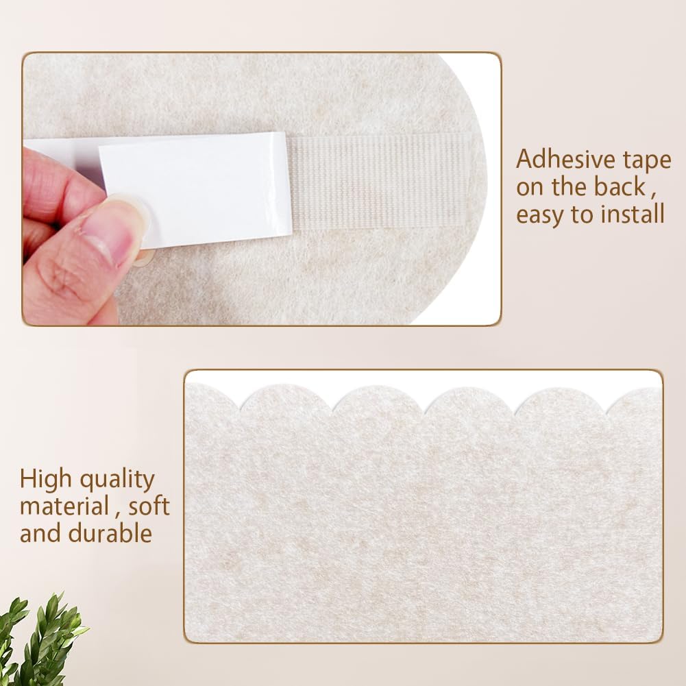 2Pcs Scalloped Felt Bulletin Board 24 x 18 Inches Cork Board Alternative for Wall Self Adhesive Foldable Felt Board with 44 Pushpins Message Photo Board for Home Office School