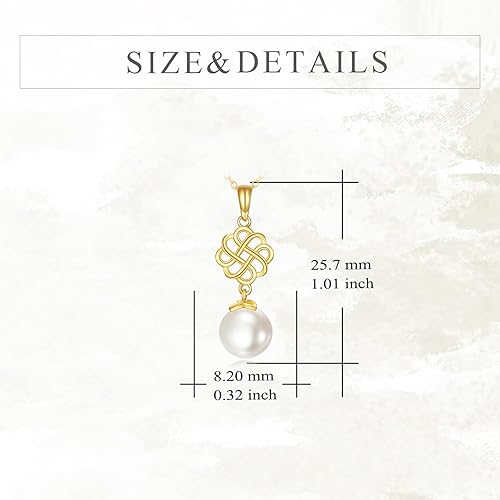 Vista 4 de KECHO Collar de perlas cultivadas de agua dulce de 14 quilates, colgante de oro macizo de 14 quilates, joyería de oro real, aniversario, regalos