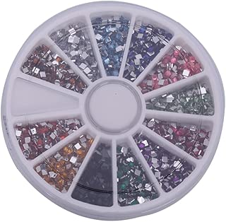 3000pcs 2mm 12 Color Nail Art Nailart Square Shape Rhinestones Glitter Tips Decoration + Wheel - coolthings.us