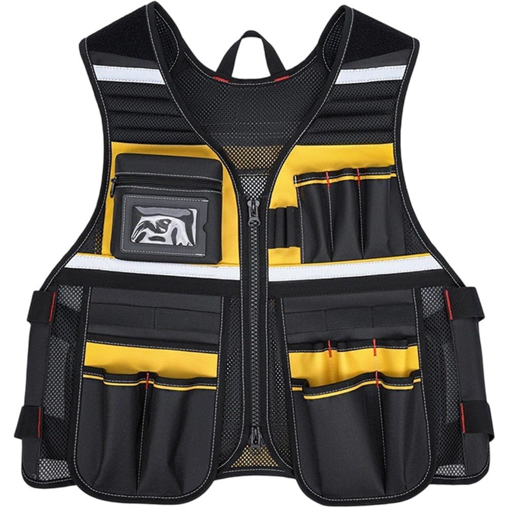 HiyyFloy Chaleco Portaherramientas Ligero para Hombre Y Mujer, Chaleco De Seguridad con Correas Ajustables, Ideal para Electricistas, Carpinteros Y Trabajos De Construcción.
