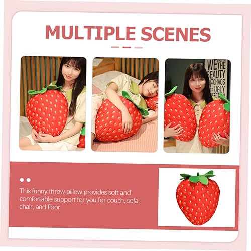 Miniatura 2 de Kisangel Almohada de felpa de fresa, 13.77 pulgadas, linda almohada para niñas, cojín de cumpleaños de frutas suaves, artículos de asiento, color