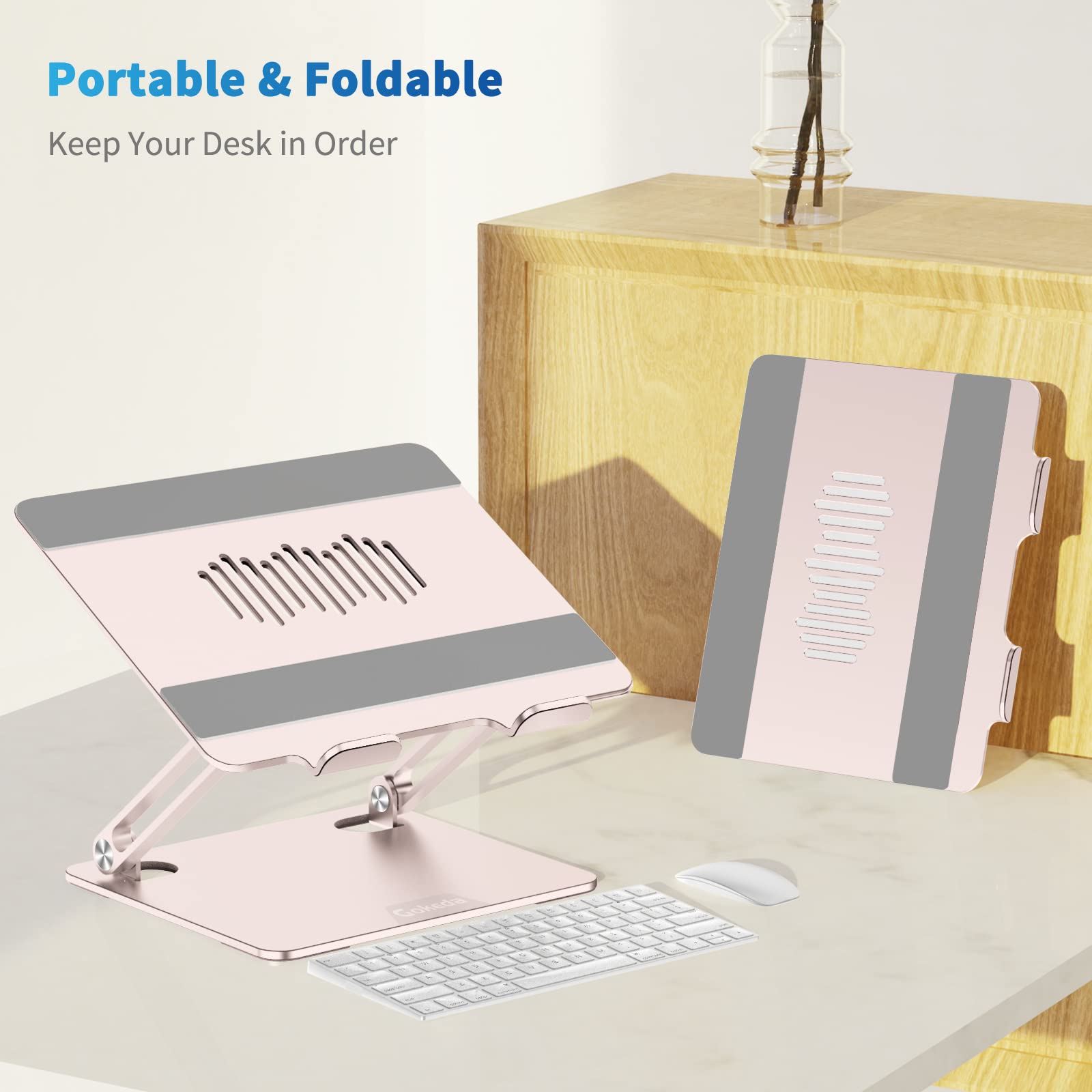 GOKEDA Lap Desk Laptopstandaard voor bureau, aluminium draagbare