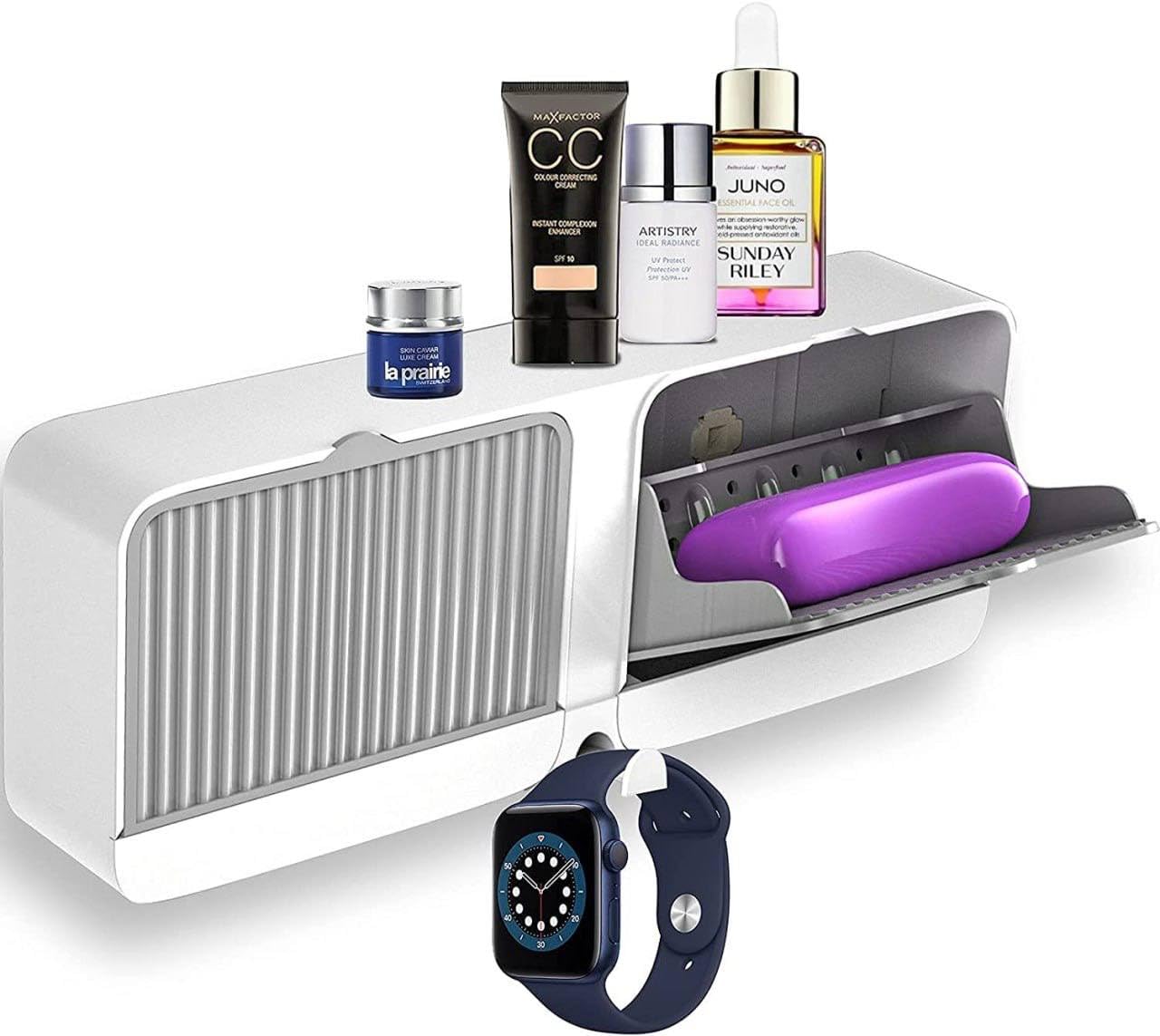 VGMAX Wall-Mounted No-Drilling Double Bar Soap Dish with Drainage Box with Cover,Extend Soap Life Premium Plastic Soap Holder,Beautiful and Practical(1 Pcs)