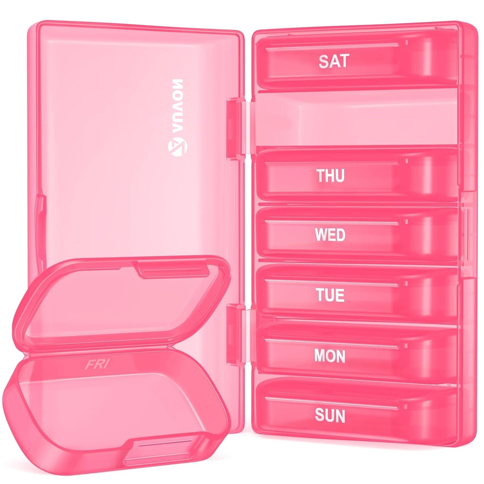 AUVON 7-Pack Large Weekly Pill Organizer with Dual Protection Flexible Pill Box 7 Days for Purse Pocket Compact