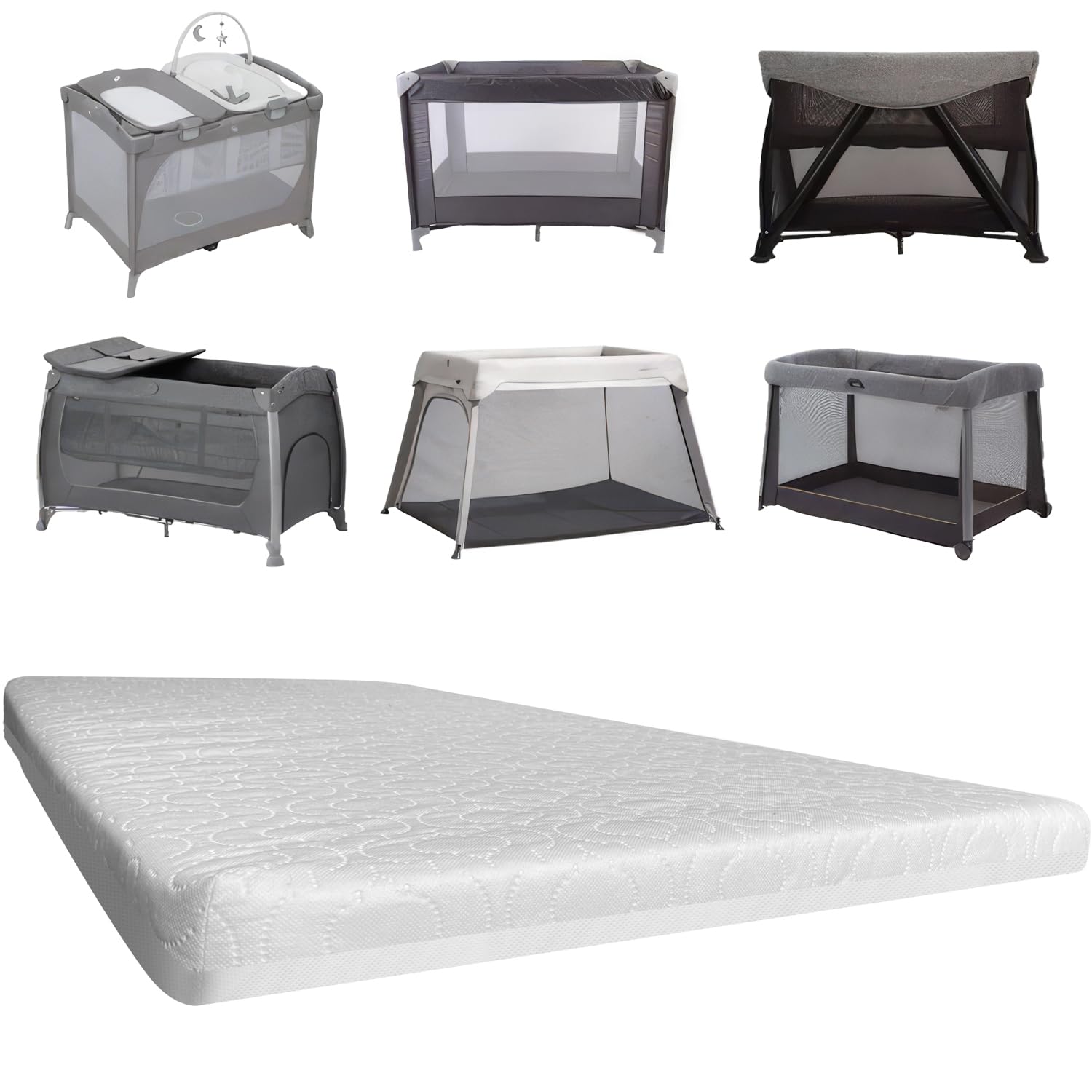 KISAA Living Travel Cot Mattress Fits for 90x40x4cm, Breathable Super Soft Anti Allergy Waterproof With Removable Washable Cover Made In UK