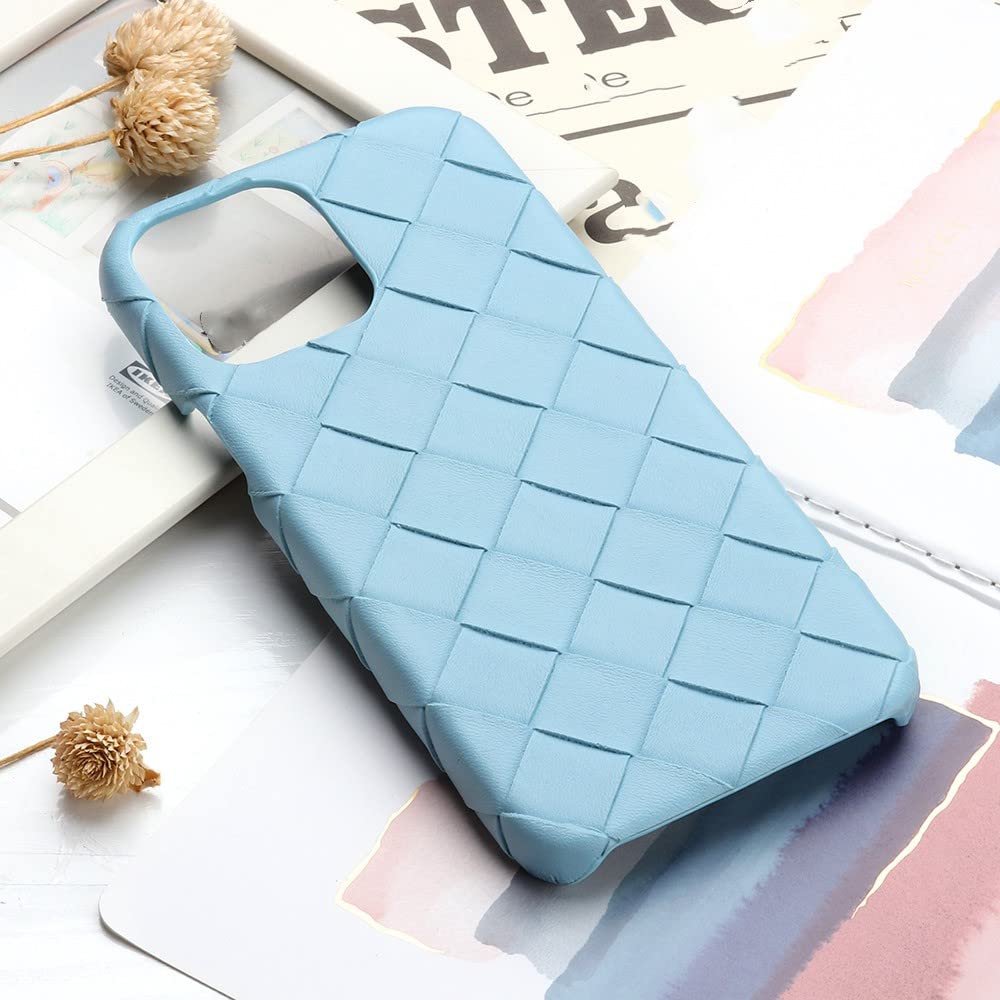 Coque cuir tressé 3D iPhone XR X XS bleu ciel pour le quotidien urbain - 7
