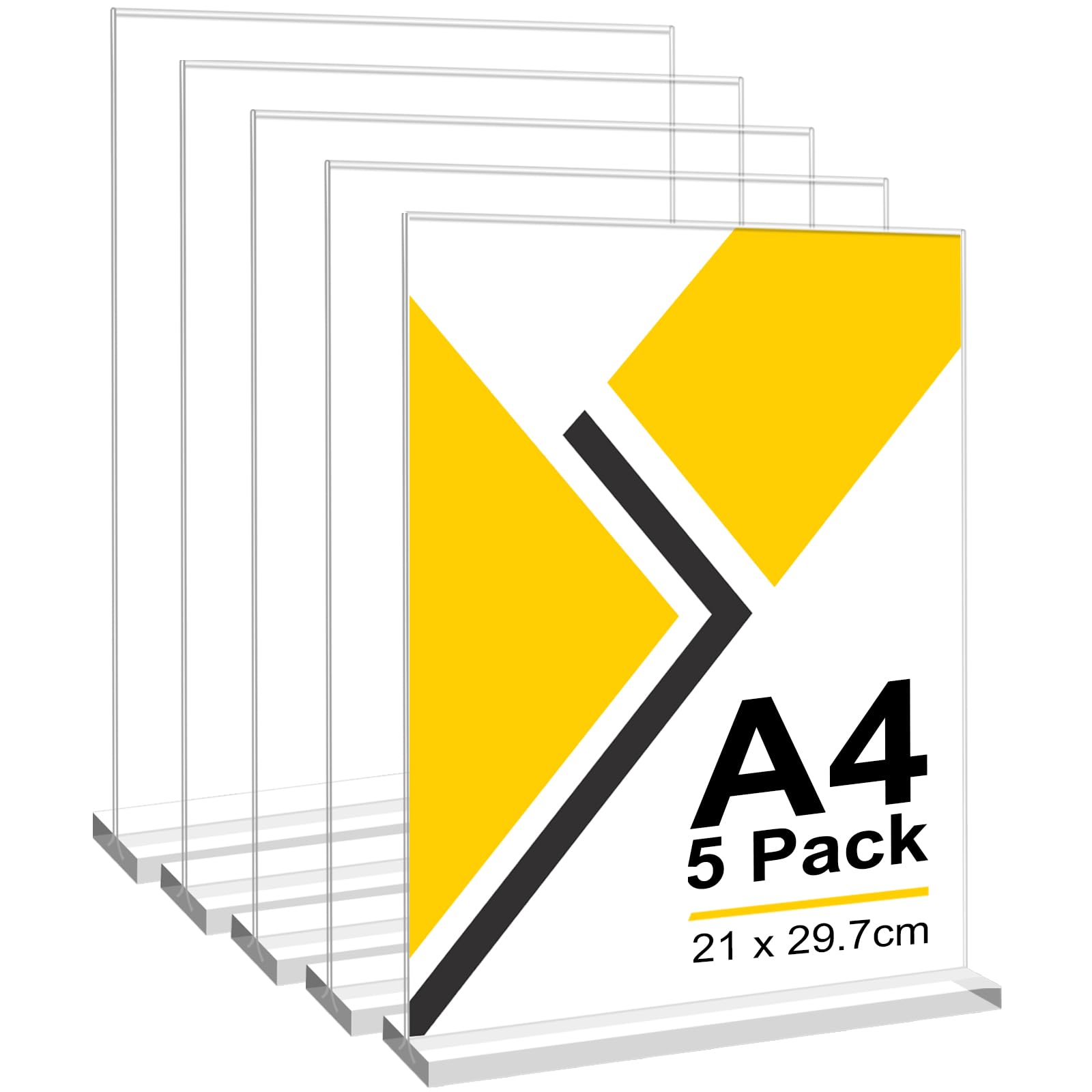 5 Pezzi Espositore Plexiglass A4, T forma Porta Cartelli in Acrilico Porta Fogli Cornice Plexiglass Trasparente Porta Menu Da Tavolo Per Ristorante, Caffetterie, Ufficio, Foto