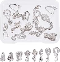 Vista 14 de SUPERFINDINGS 10 Styles 40Pcs Pinch Clip Bail Clasps Brass Pinch Clips 12/13/16.5/17/24mm Bail Clasp Dangle Charm Bead Pendant for Necklace Jewelry