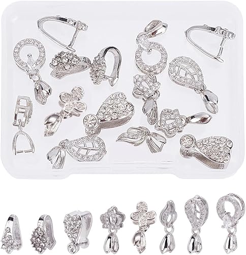 Miniatura 14 de SUPERFINDINGS 10 Styles 40Pcs Pinch Clip Bail Clasps Brass Pinch Clips 12/13/16.5/17/24mm Bail Clasp Dangle Charm Bead Pendant for Necklace Jewelry