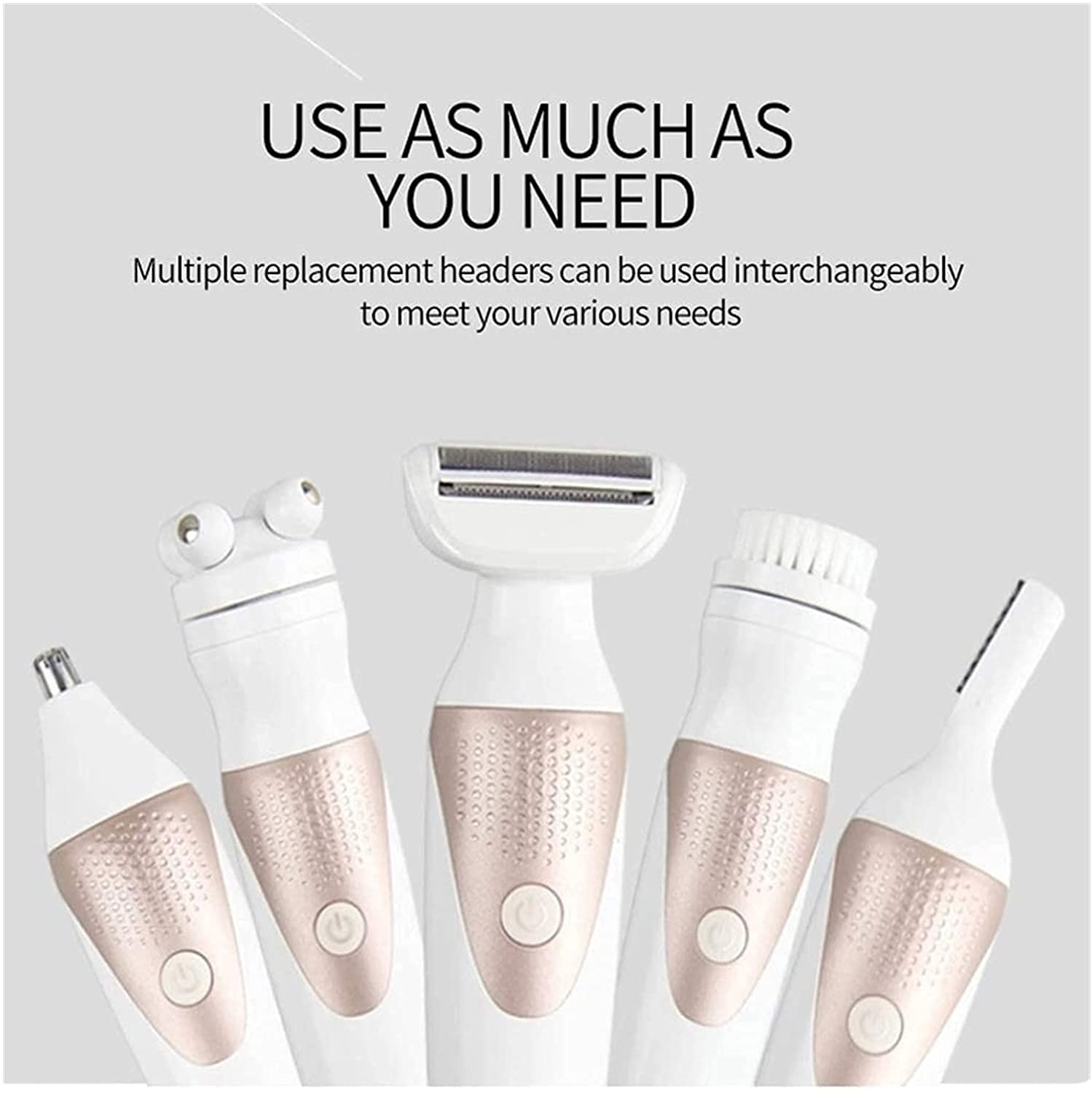 Epilatore da Donna, Rasoio Elettrico 5 in 1, epilazione facciale da Donna, Rasoio e rifinitore, Cordless, Bagnato e Asciutto