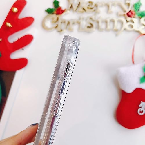 Miniatura 6 de LUVI Compatible con iPhone 13 Pro Max Christmas Bling Glitter Liquid Cute Sparkle Moving Quicksand Cascada Brillante Cubierta de Lujo Rudolph Santa