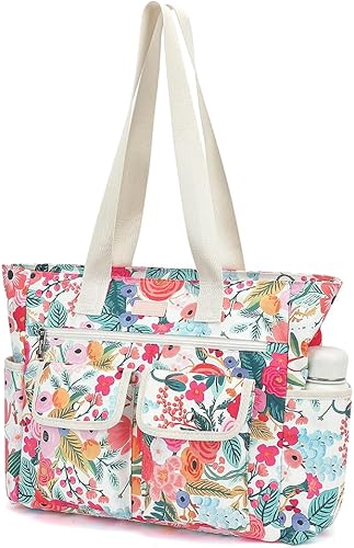 Miniatura 6 de canvaslife Bolso para computadora portátil para mujer, bolso de computadora de tela impermeable de 15.6 pulgadas, bolsa de trabajo de oficina de