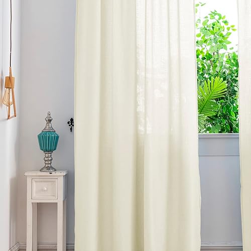 Miniatura 87 de Yancorp Khaki Kitchen Tier Curtains - 36 Inch Linen Textured Short Farmhouse Cafe Curtains for Small Windows in Bathroom or Laundry Room