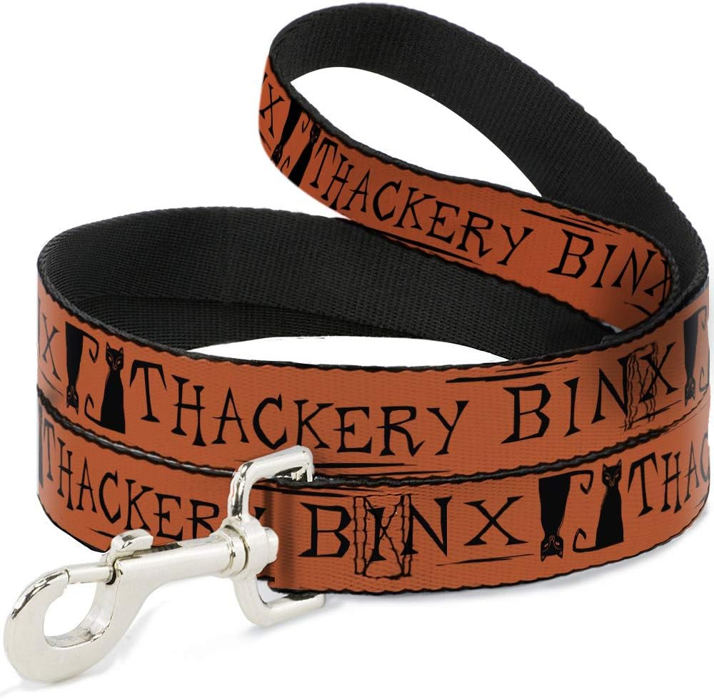 Disney Pet Leash, Dog Leash, Hocus Pocus Thackery Binx Cat Silhouette Orange Black, 6 Feet Long 1.0 Inch Wide