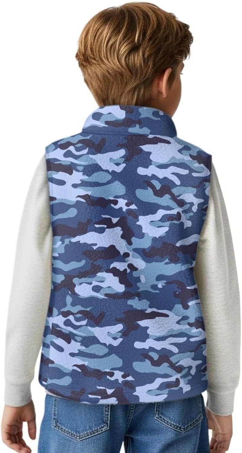 doginthehole Kids Fleece Vest Jacket Full-Zip Warm Sleeveless Coat with Pockets Lightweight Outerwear 2-12Years
