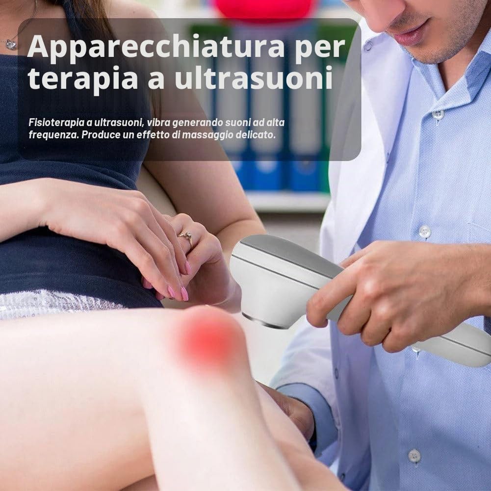 Dispositivo professionale per terapia ad ultrasuoni per alleviare dolori muscolari e articolari, 5 livelli di intensità regolabili con timer da 5 a 30 minuti, ideale per fisioterapia e uso domestico