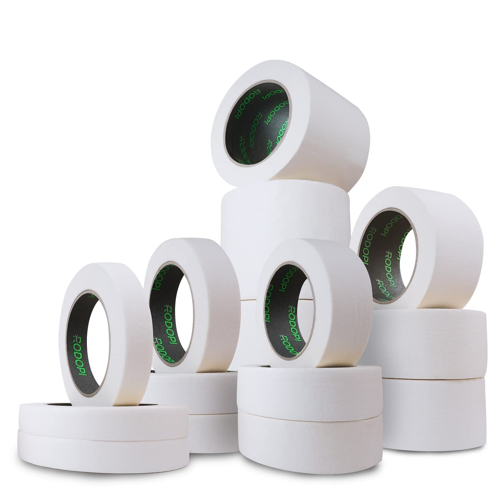 RODOPI Kreppband SplashGuard 19mm 25mm 36mm 50mm 100mm Malerkrepp 50m Rolle Abklebeband leicht abtrennbar Malerband Beige Abdeckband für Maler Kreppbänder (50mm, 36 Rollen)