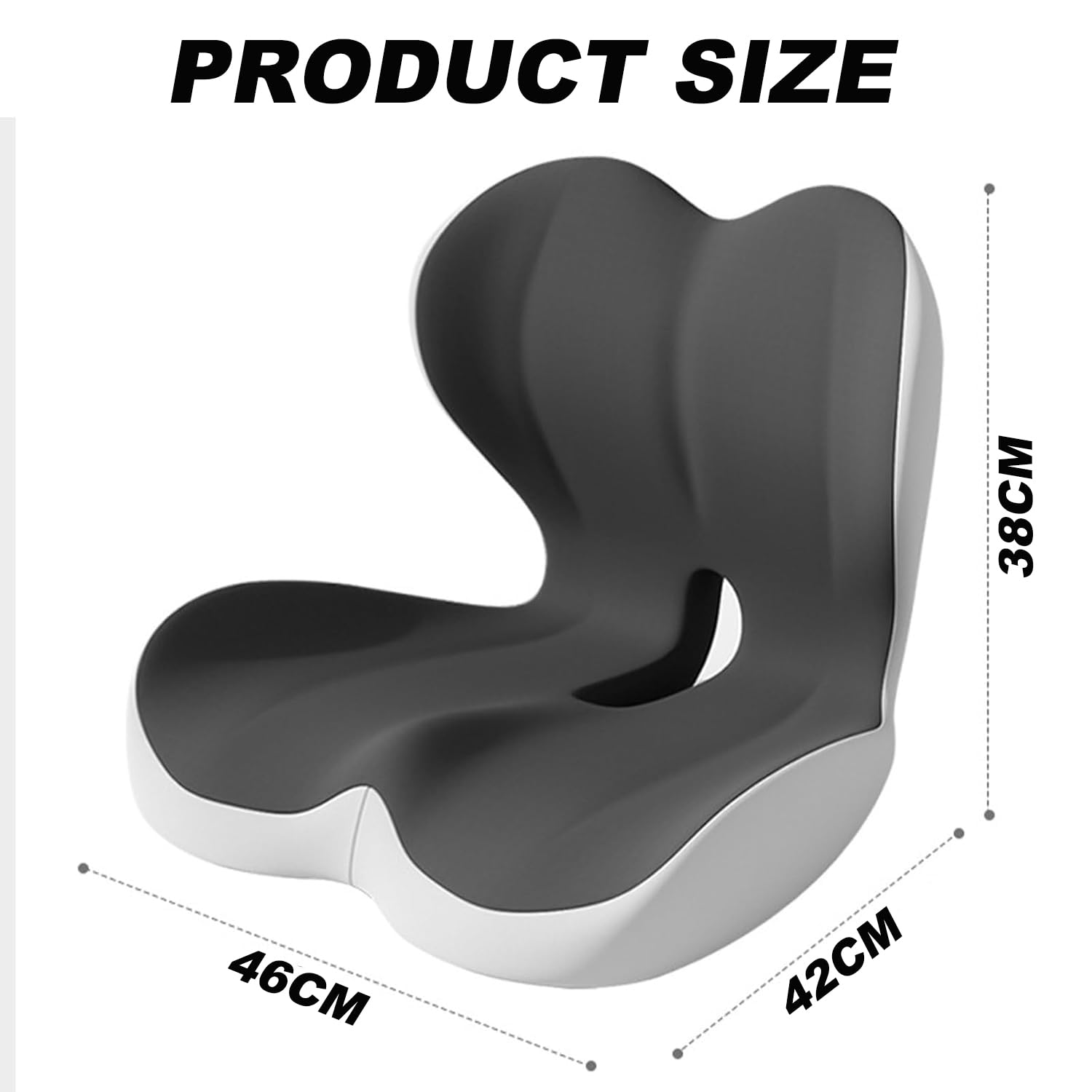 Cuscino per Sedile Ortopedico con Supporto Lombare,Cuscino Ergonomico Comfort in Memory Foam per Ufficio E Auto,Supporto per Schiena e Glutei (grigio)
